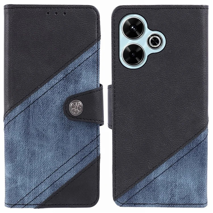 For Xiaomi Poco M6 Plus 5G / Redmi 13 5G / 4G / Note 13R 5G Case Splicing Texture Leather Phone Cover Viewing Stand