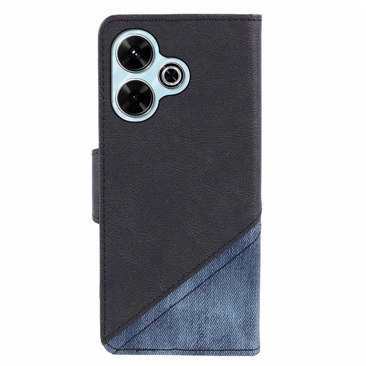 For Xiaomi Poco M6 Plus 5G / Redmi 13 5G / 4G / Note 13R 5G Case Splicing Texture Leather Phone Cover Viewing Stand