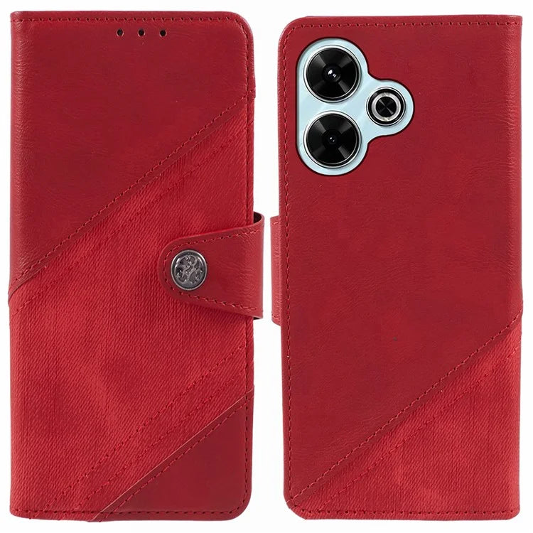 For Xiaomi Poco M6 Plus 5G / Redmi 13 5G / 4G / Note 13R 5G Case Splicing Texture Leather Phone Cover Viewing Stand