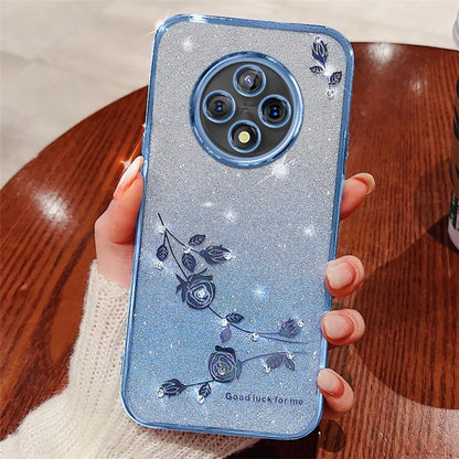 KADEM For Xiaomi Redmi 14C 4G Case Flower Pattern TPU Gradient Phone Cover with Lanyards