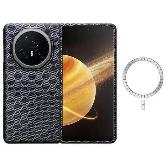 For Honor Magic V3 5G Magnetic Case Aramid Fiber Honeycomb Texture Phone Cover