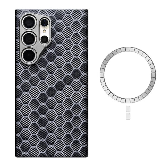 For Samsung Galaxy S24 Ultra Magnetic Case Aramid Fiber Honeycomb Texture Phone Cover