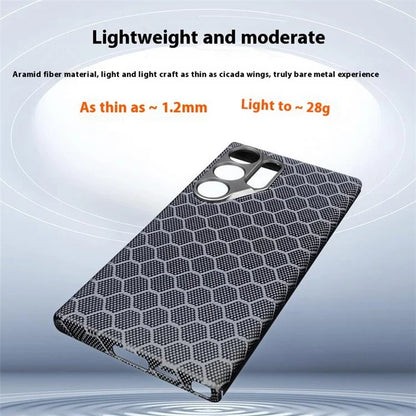 For Samsung Galaxy S24 Ultra Magnetic Case Aramid Fiber Honeycomb Texture Phone Cover