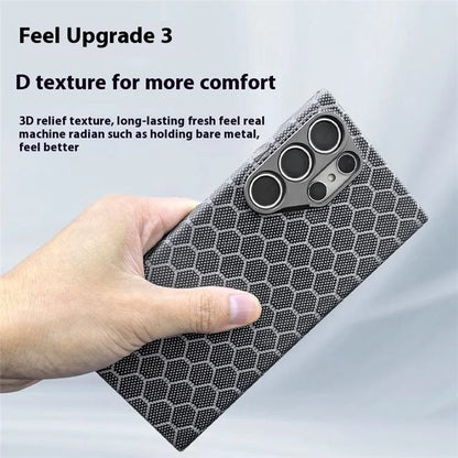 For Samsung Galaxy S24 Ultra Magnetic Case Aramid Fiber Honeycomb Texture Phone Cover