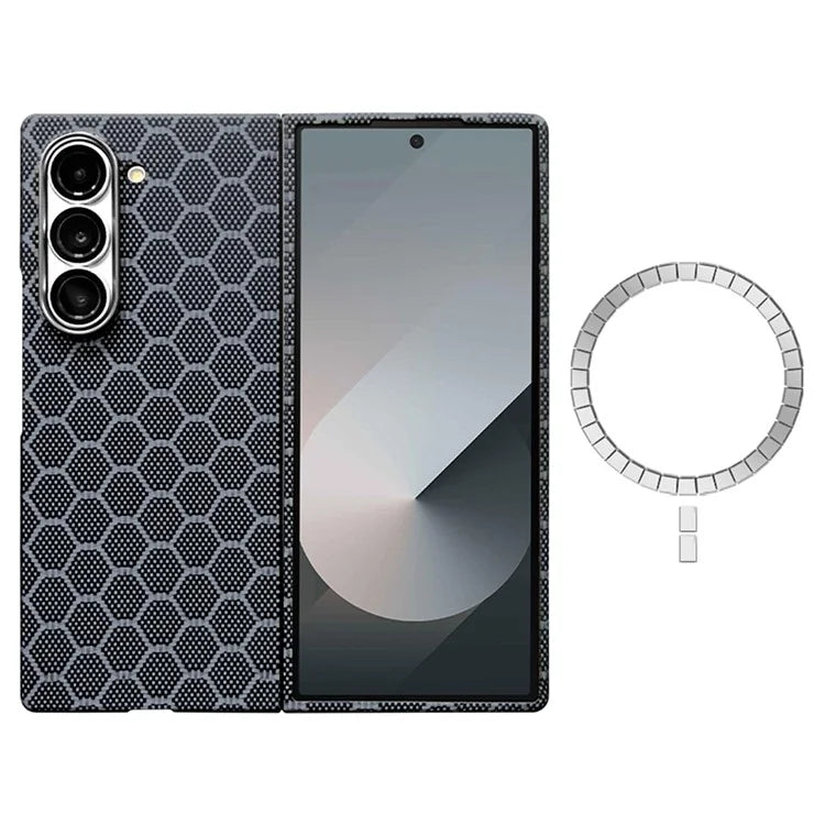 For Samsung Galaxy Z Fold6 5G Magnetic Case Aramid Fiber Honeycomb Texture Phone Cover