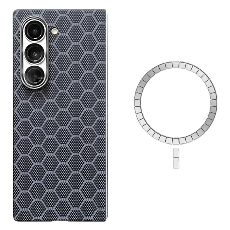 For Samsung Galaxy Z Fold6 5G Magnetic Case Aramid Fiber Honeycomb Texture Phone Cover