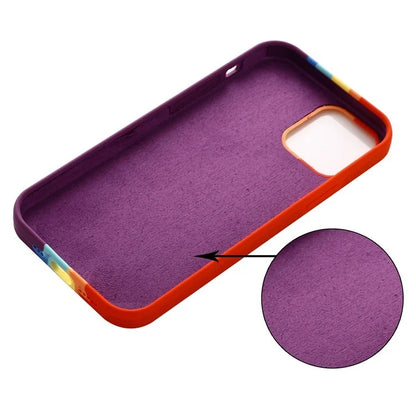 For iPhone 16 Plus Case Phone Back Cover Rainbow Design Liquid Silicone Protective Case - Red Rainbow
