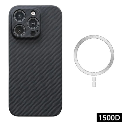 For iPhone 16 Pro Max Magnetic Case 1500D Coarse Texture Aramid Fiber Phone Cover Precision Cut-Out - Black
