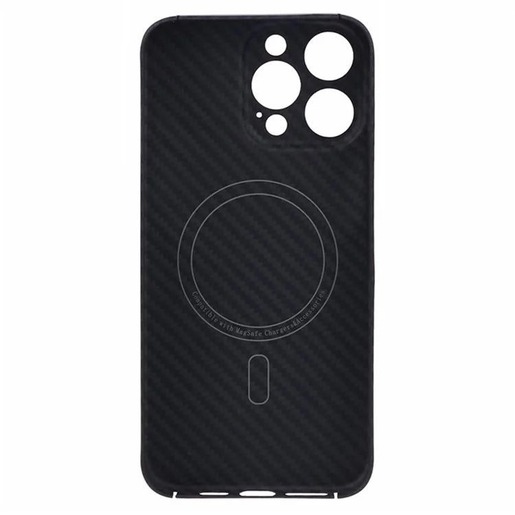 For iPhone 16 Pro Max Magnetic Case 1500D Coarse Texture Aramid Fiber Phone Cover Precision Cut-Out - Black