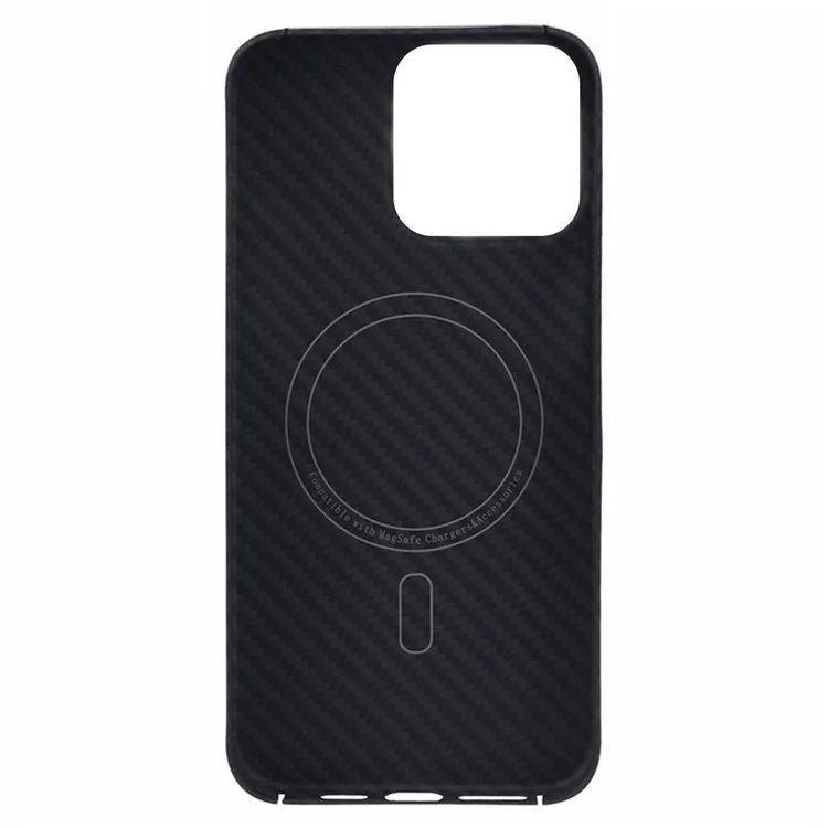 For iPhone 16 Pro Max Magnetic Case 1500D Coarse Texture Aramid Fiber Phone Cover (Big Lens Hole) - Black