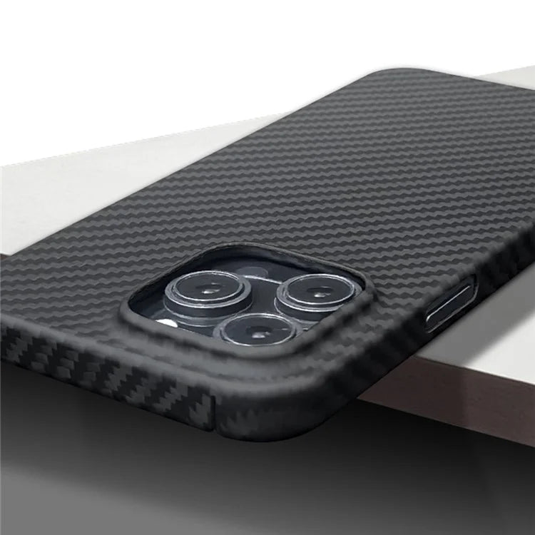 For iPhone 16 Pro Max Case 1500D Coarse Texture Aramid Fiber Thin Phone Cover (Big Lens Hole) - Black