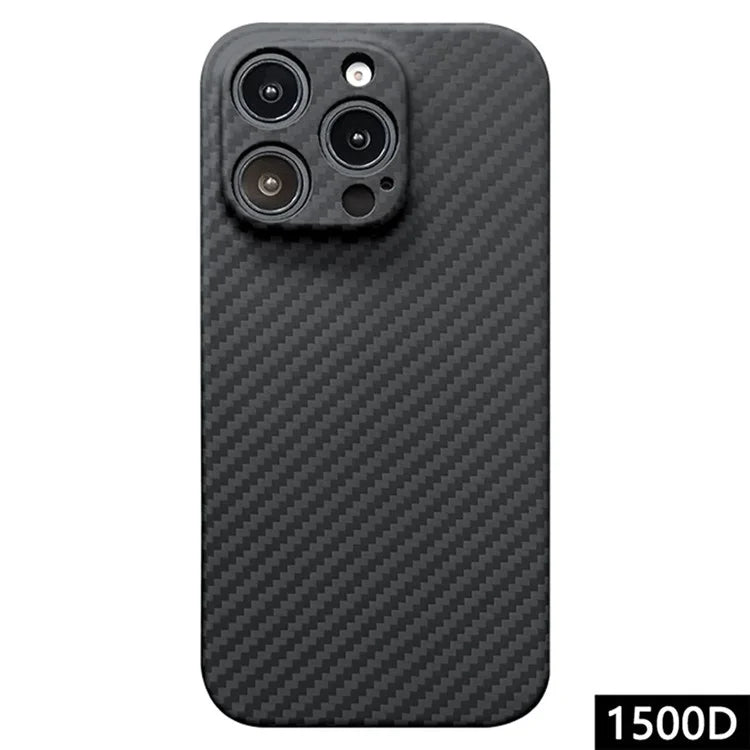 For iPhone 16 Pro Max Case 1500D Coarse Texture Aramid Fiber Phone Cover Precision Cut-Out - Black