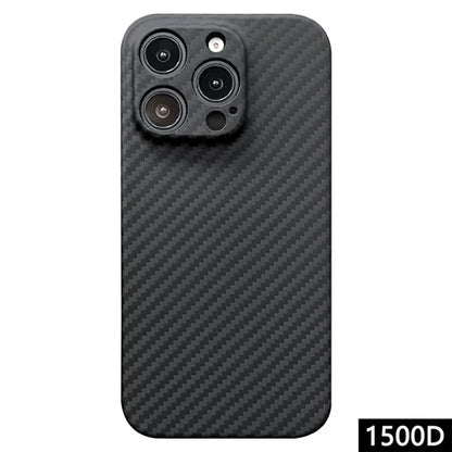 For iPhone 16 Pro Max Case 1500D Coarse Texture Aramid Fiber Phone Cover Precision Cut-Out - Black