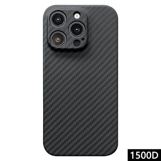 For iPhone 16 Pro Max Case 1500D Coarse Texture Aramid Fiber Phone Cover Precision Cut-Out - Black