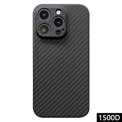 For iPhone 16 Pro Case 1500D Coarse Texture Aramid Fiber Phone Cover Precision Cut-Out - Black