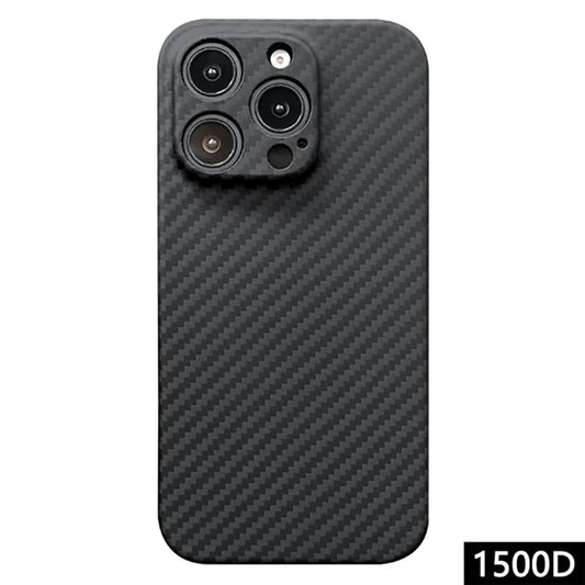 For iPhone 16 Pro Case 1500D Coarse Texture Aramid Fiber Phone Cover Precision Cut-Out - Black