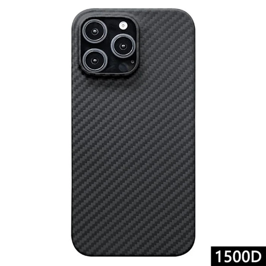For iPhone 16 Pro Case 1500D Coarse Texture Aramid Fiber Thin Phone Cover (Big Lens Hole) - Black