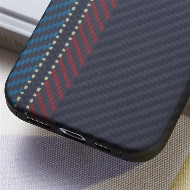 For iPhone 16 Magnetic Case 1500D Texture Aramid Fiber Color Woven Pattern Phone Cover (Big Lens Hole)