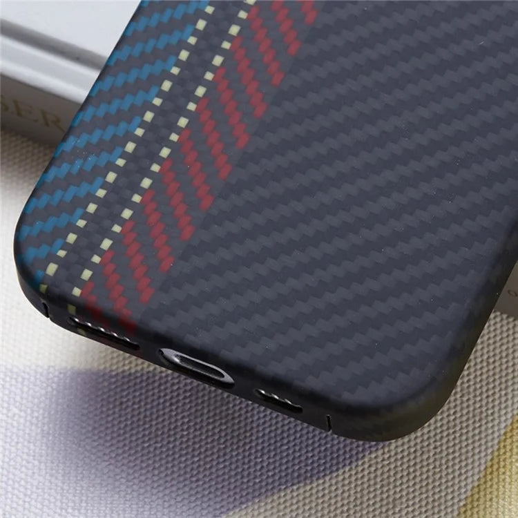 For iPhone 16 Plus Magnetic Case 1500D Texture Aramid Fiber Color Woven Pattern Phone Cover (Big Lens Hole)