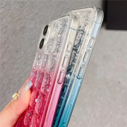 For iPhone 16 Case Gradient Epoxy TPU Soft Phone Cover with Long Lanyard