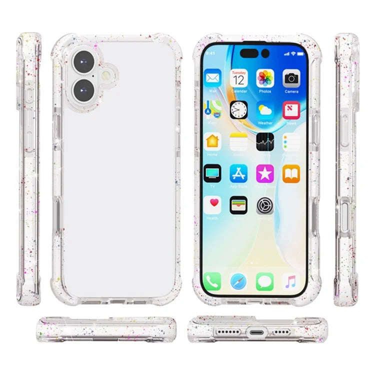 For iPhone 16 Case Reinforced Corner TPU+TPE+Acrylic Clear Phone Cover