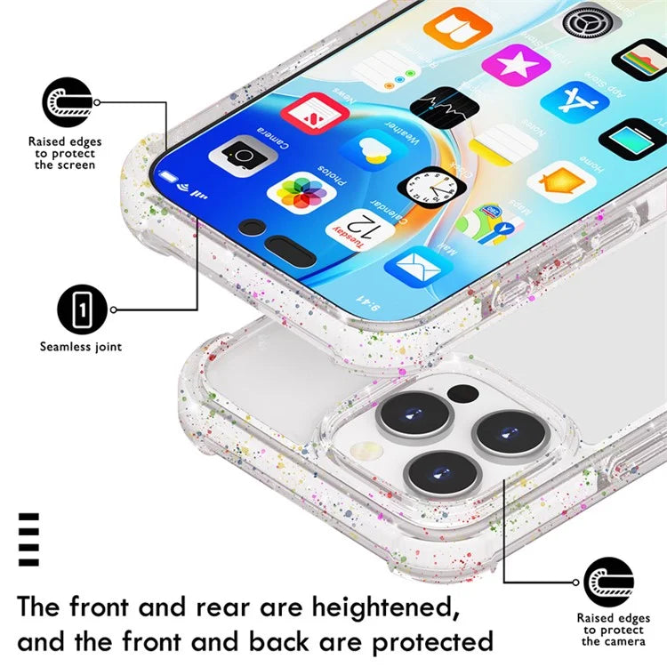 For iPhone 16 Pro Case Reinforced Corner TPU+TPE+Acrylic Clear Phone Cover