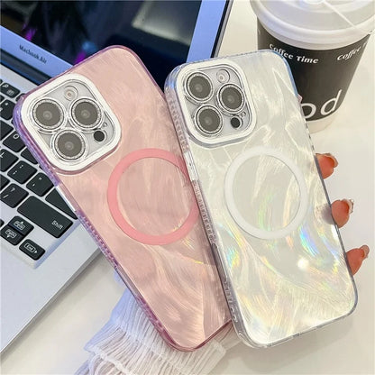 For iPhone 16 Pro Max Case Compatible with MagSafe IMD Design PC+TPU Phone Cover with Glass Lens Film