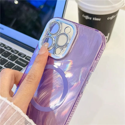 For iPhone 16 Pro Max Case Compatible with MagSafe IMD Design PC+TPU Phone Cover with Glass Lens Film