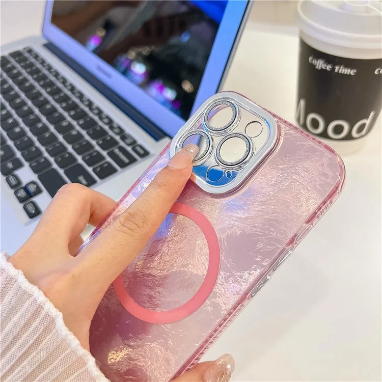 For iPhone 16 Pro Max Case Compatible with MagSafe IMD Design PC+TPU Phone Cover with Glass Lens Film