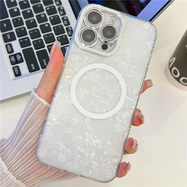 For iPhone 16 Pro Max Case Compatible with MagSafe IMD Design PC+TPU Phone Cover with Glass Lens Film