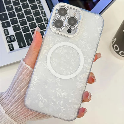 For iPhone 16 Pro Max Case Compatible with MagSafe IMD Design PC+TPU Phone Cover with Glass Lens Film