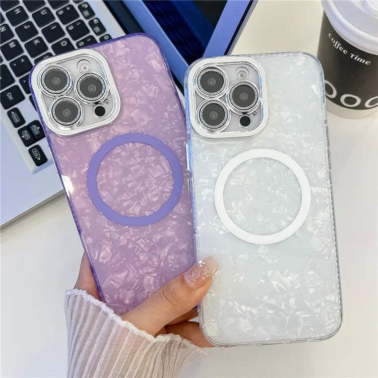For iPhone 16 Pro Max Case Compatible with MagSafe IMD Design PC+TPU Phone Cover with Glass Lens Film