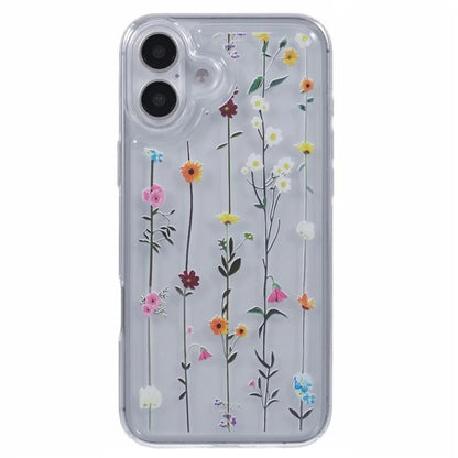 For iPhone 16 Case TPU Flower Printing Pattern Air Cushion Design Protective Cover