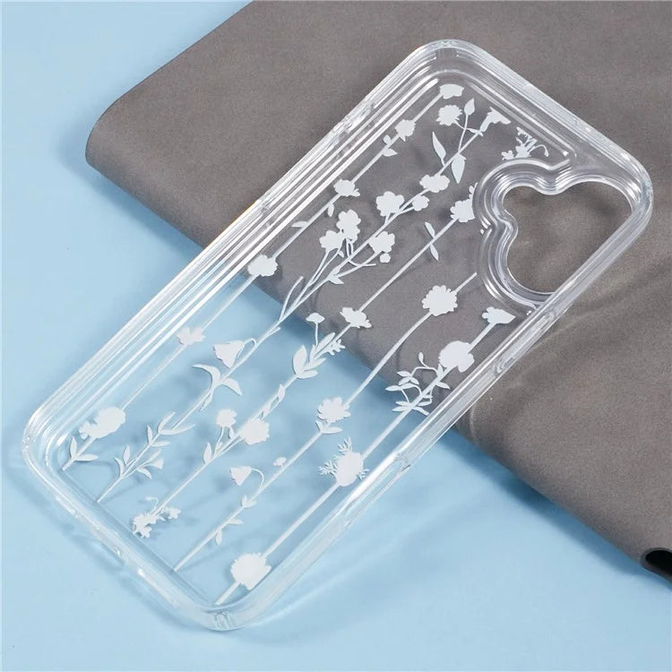For iPhone 16 Case TPU Flower Printing Pattern Air Cushion Design Protective Cover
