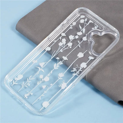For iPhone 16 Case TPU Flower Printing Pattern Air Cushion Design Protective Cover