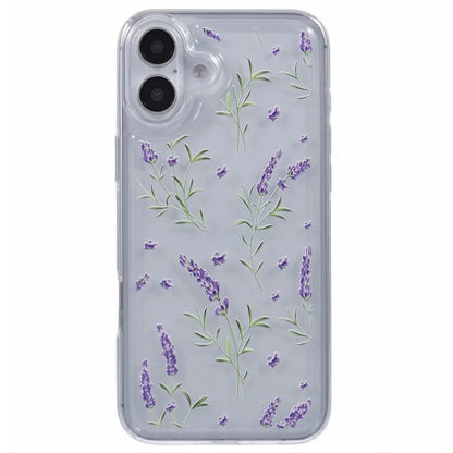 For iPhone 16 Case TPU Flower Printing Pattern Air Cushion Design Protective Cover