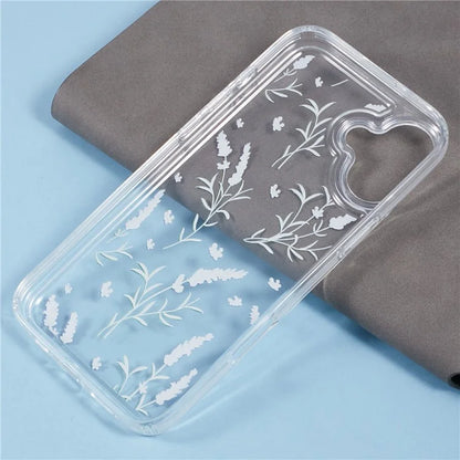 For iPhone 16 Case TPU Flower Printing Pattern Air Cushion Design Protective Cover