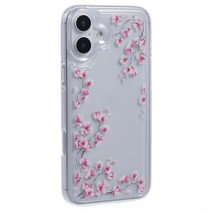 For iPhone 16 Case TPU Flower Printing Pattern Air Cushion Design Protective Cover