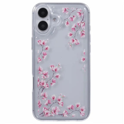 For iPhone 16 Case TPU Flower Printing Pattern Air Cushion Design Protective Cover