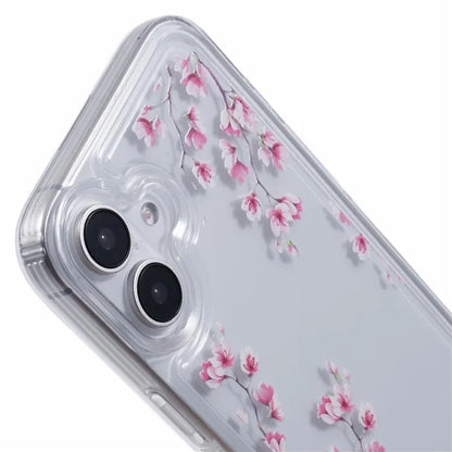 For iPhone 16 Case TPU Flower Printing Pattern Air Cushion Design Protective Cover