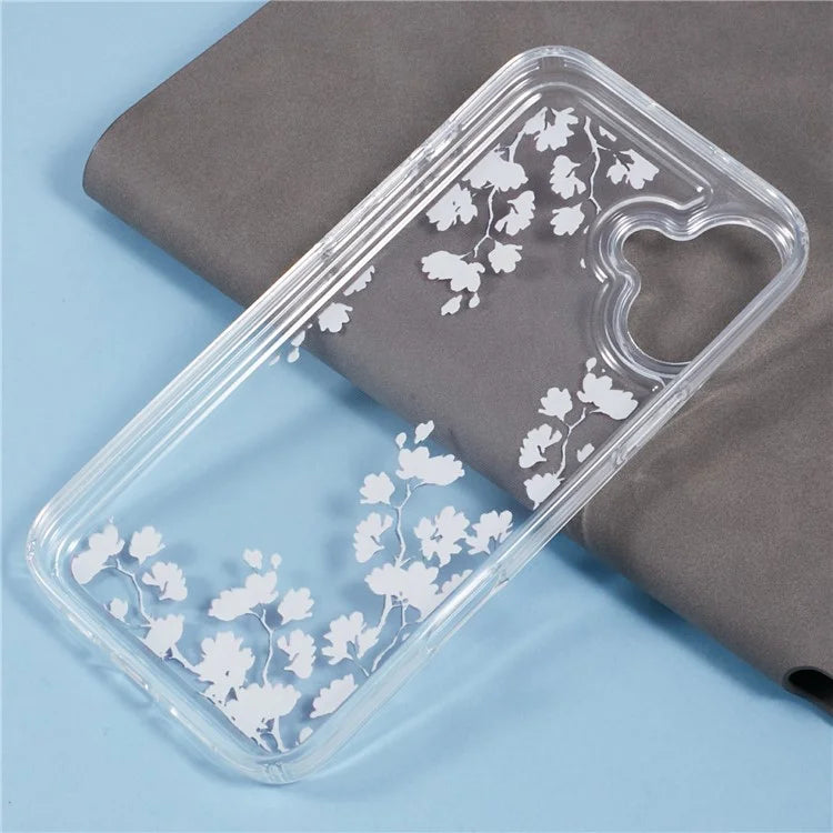 For iPhone 16 Case TPU Flower Printing Pattern Air Cushion Design Protective Cover