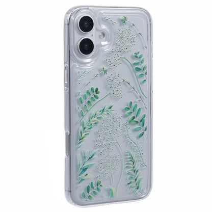 For iPhone 16 Case TPU Flower Printing Pattern Air Cushion Design Protective Cover