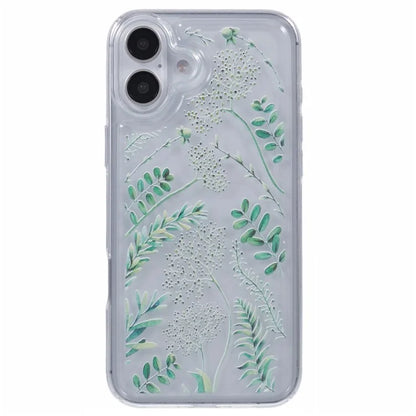 For iPhone 16 Case TPU Flower Printing Pattern Air Cushion Design Protective Cover