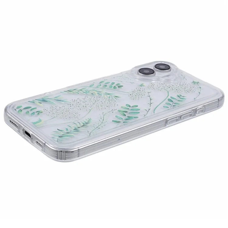 For iPhone 16 Case TPU Flower Printing Pattern Air Cushion Design Protective Cover