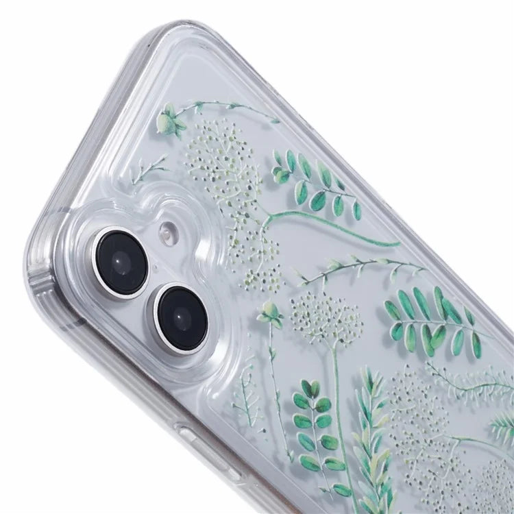 For iPhone 16 Case TPU Flower Printing Pattern Air Cushion Design Protective Cover