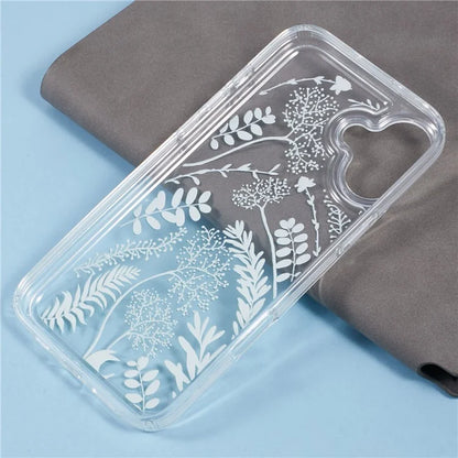 For iPhone 16 Case TPU Flower Printing Pattern Air Cushion Design Protective Cover
