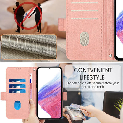 For Samsung Galaxy A06 Case Rose Imprinted RFID Blocking Leather Phone Cover with Strap