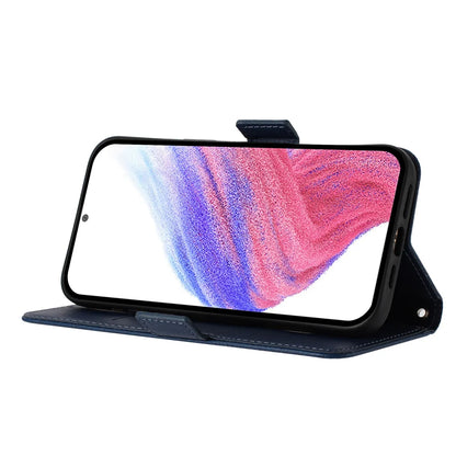 For Samsung Galaxy A06 Case Rose Imprinted RFID Blocking Leather Phone Cover with Strap