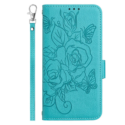For Samsung Galaxy A16 5G Case Rose Imprinted RFID Blocking Leather Phone Cover with Strap