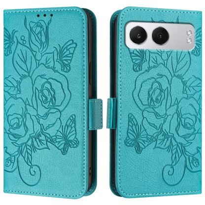 For OnePlus Nord 4 Case Rose Imprinted RFID Blocking Leather Phone Cover with Strap